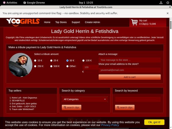 Fetishdiva Gold Lady Offer