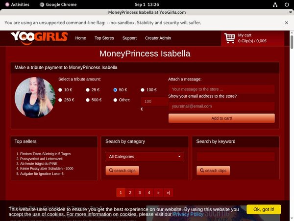 MoneyprincessIsabell Hacked Password